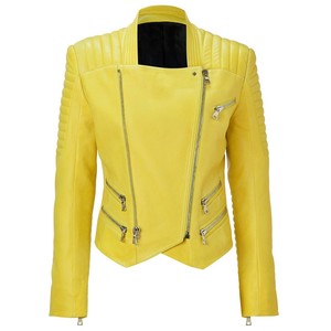 Women's Slim Fit Leather Jacket Real Genuine Leather Fashion Motorcycle Design OEM Manufacturer Wholesale Supply - Product Image 1