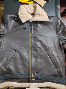 Col en fourrure personnalisé vestes en gros pour hommes Streetwear Zipper vestes en peau de mouton 100% en cuir véritable veste de qualité supérieure - Product Image 4