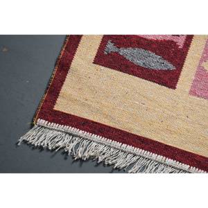 พรมขนาด 2.8x3.8 ฟุต, พรมตุรกีโบราณ, พรมขนสัตว์สีเบจขอบแดง - Product Image 3