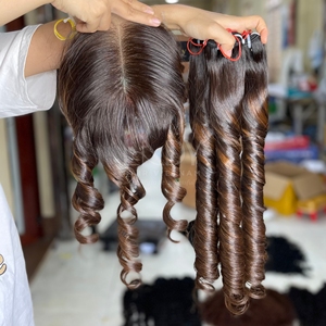 Extensions de cheveux humains vierges 100% à cuticules alignées couleur personnalisée rebondissante Trame de cheveux humains Remy avec prix d'usine - Product Image 2