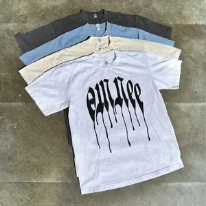 2025 logotipo personalizado gráfico algodón Crew Ne corto Sve camisetas pesado de gran tamaño Boxy Fit pantalla impresa para hombres técnica lavada - Product Image 1