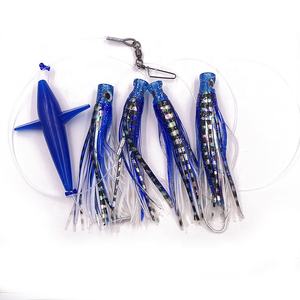 Vente en gros OEM 5 pouces oiseau de mer en plastique dur <span class=keywords><strong>et</strong></span> 6 pouces doux tête plate eau salée péage leurre de pêche teaser Daisy Chains attirail - Product Image 1