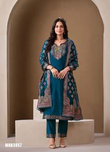 Calidad superior Roma seda con espejo bordado Kurti pantalón y Dupatta fábrica al por mayor fabricante y proveedor - Product Image 4