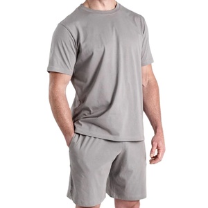 Custom Logo <b>Design</b> Two-Piece <b>Men's</b> Summer Casual <b>Shorts</b> <b>Set</b> 100% Cotton Terry <b>Shorts</b> <b>And</b> <b>T</b>-<b>Shirts</b> <b>Set</b> - Product Image 1