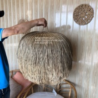 Abat-jour suspendu en jonc de mer et feuille de palmier, style minimaliste français, taille personnalisée, fabriqué au Vietnam, FBA