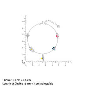 Pulsera fina de plata de abeja en flor - Product Image 2