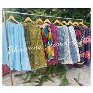 Falda con estampado de algodón de estilo bohemio para mujer, falda de tenis envolvente de talla grande con cintura elástica Formal informal, falda de mujer - Product Image 1