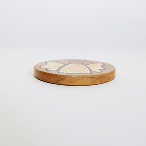Posavasos redondo de madera de teca decorativo hecho a mano personalizado para café, té, bebida, accesorios de mesa - Product Image 4