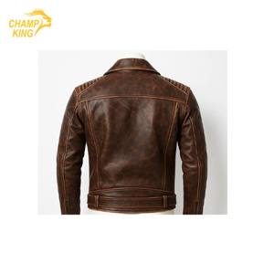 Blouson en cuir de moto de style vintage de haute qualité avec doublure en fausse fourrure, boutons et fermeture éclair Luxel, approvisionnement ODM - Product Image 5