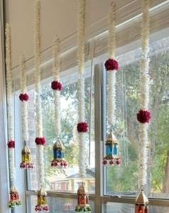 Eid Party Decor Lantern Jasmine Rose Garland Decoración de la boda Haldi Mehndi Stage Telón de fondo Noche Jardín Floral Colgante de pared - Product Image 2