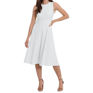 Tendance femmes femmes taille incrustée robe mi-longue carrière bureau Occasion invité col carrière gaine robe bureau vêtements de travail - Product Image 1