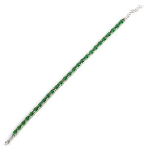 Pulsera de tenis de plata de ley 925 con piedra esmeralda ovalada pequeña y diseño de vía fluvial, accesorio de moda - Product Image 2