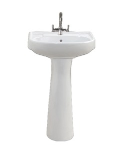 Céramique Goodone ronde autoportante salle de bain en céramique piédestal lavabo à la main ensemble de lavabo à la main en prix bon marché de l'Inde - Product Image 3