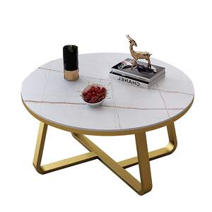 Table basse moderne gigogne en métal avec dessus en marbre belle conception pour salon maison hôtels restaurants décor - Product Image 3