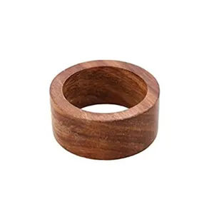 Rond de serviette en bois sculpté classique vintage rustique Cottage Core vaisselle en forme de feuille trèfles porte-serviettes pour les fêtes de mariage - Product Image 6