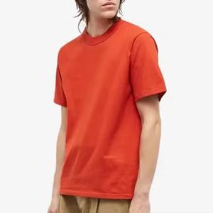 เสื้อยืดผู้ชายสีแดงล้วน ทรงปกติ ผ้าฝ้าย คุณภาพดี ขายส่ง เสื้อยืดแขนสั้นลำลองคลาสสิกสำหรับฤดูร้อน - Product Image 3