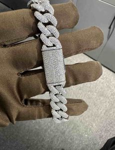 VVS Moissanite Bracelet en argent sterling 925 14MM 8 pouces plaqué or blanc - Product Image 3