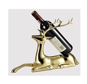 Casier à vin traditionnel porte-bouteille de vin en cuivre pur wapiti porte-bouteille unique Sculpture animale créative support de stockage de vin pour la maison - Product Image 1