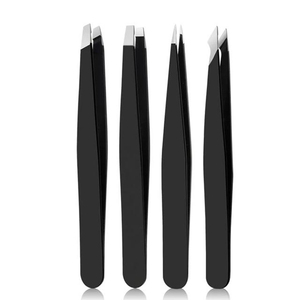 Ensemble de pinces à sourcils en acier inoxydable noir de haute qualité 5 pièces comprenant des ciseaux et un étui en cuir ensemble d'outils à cils manuels - Product Image 3