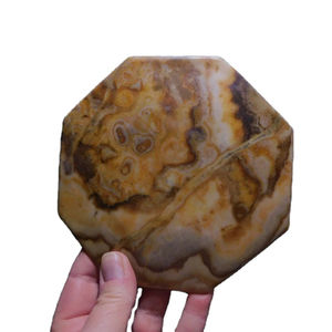 Plaque d'onyx octogonale polie, plaque de marbre d'onyx véritable, plaque de pierre d'onyx brun - Product Image 3