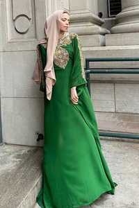 อาบายะผ้าวิสโคสระบายอากาศได้ดี น้ำหนักเบา งานปักลูกปัดสไตล์โมร็อกโก แขนยาว เอวสูง แฟชั่นทันสมัย ไซส์เดียวใส่ได้ทุกคน ขายดี - Product Image 4