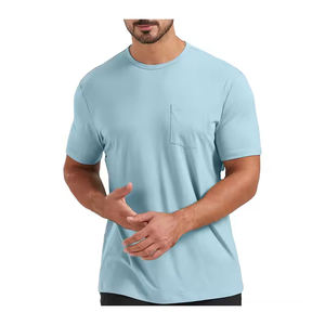 Camiseta ajustada con cuello redondo para hombre, tela elástica suave, ropa informal ajustada, camiseta de verano a la moda, suministro a granel de alta calidad - Product Image 1