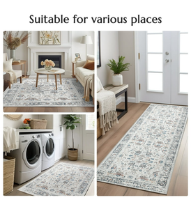 Modern Floral Chenille Flat Weave <b>Rug</b> Non-<b>Slip</b> Latex Backing Eco-Friendly Pet-Friendly Washable Medium Pile Home Travel Use - Product Image 5