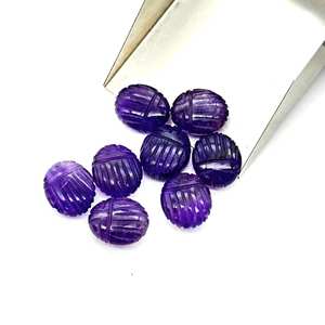 Cuentas de Piedra Preciosa de Escarabajo Amatista, Talladas a Mano, Escarabajo Morado, Tallados de Animales, 10x12 MM - Product Image 2