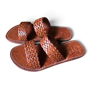 Sandales plates à plateforme en cuir véritable tressé, à bout ouvert, faciles à enfiler, légères, respirantes, couleur unie, pour l'été et le printemps - Product Image 3