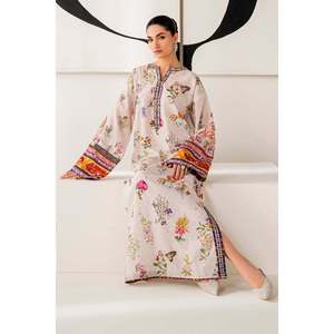 <b>Women's</b> White Embroidered Chiffon Raw <b>Silk</b> Suit Set with Shirt and <b>Trouser</b> Accessories PR-1163 - Product Image 4