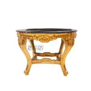 Mesa de Entrada de Lujo con Cubierta de Mármol y Acabado Dorado - Product Image 5