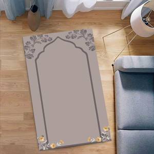 Tapis de prière en chenille fleuri : Tapis de culte islamique, tapis imprimé, tapis à poils doux - Product Image 4