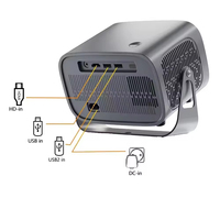 Projecteur portable blanc 1080P 4K pris en charge, Android 11, design rotatif trapézoïdal, fonctionnalités USB automatiques, 2000 lumens