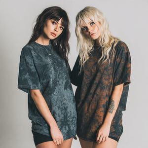 T-shirt à manches courtes pour femme, ample, délavé à l'acide, éco-responsable, style décontracté, épaules tombantes, été - Product Image 2