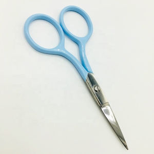 Petits ciseaux à sourcils en acier inoxydable avec pointe pointue Cils de beauté Ciseaux à cuticules pour peau morte Logo bleu clair et rouge - Product Image 4