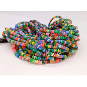 Perles d'opale Welo Fire Multi Disco éthiopiennes 4-6 mm, perles de verre soufflé facettées en forme de rondelle - Product Image 1