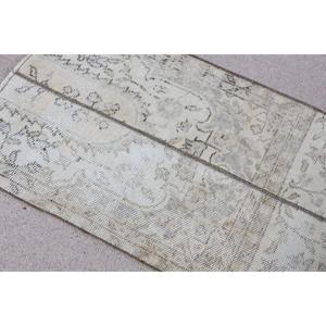 Tapis turc vintage patchwork 1,8x3,2 pi (56x97 cm) en laine blanche écologique avec envers en latex, poils moyens - Product Image 4