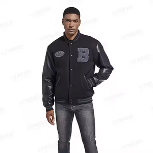 Veste d'université pour hommes conçue sur mesure hiver automne style formel avec manches en cuir PU broderie Patch Logo prêt à expédier - Product Image 4