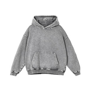 Sweat à capuche unisexe en coton 100% délavé à l'acide, logo personnalisé, poche surdimensionnée, respirant, automne, lettre en polaire, haute qualité - Product Image 6