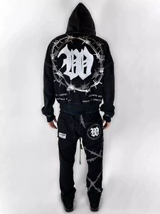 Elegante traje de chándal de lavado ácido bordado mezcla de algodón marca personalizada para hombre ropa casual gimnasio o aspecto de calle - Product Image 4