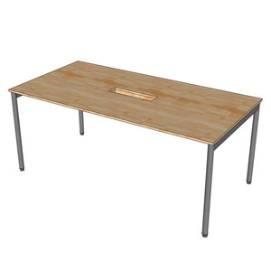OMA II Series 180x90cm Minimalist Meeting <b>Table</b> with <b>Adjustable</b> Iron Steel <b>Legs</b> Rubber Wood for Conference Rooms Hotels-HBOM207 - Product Image 3