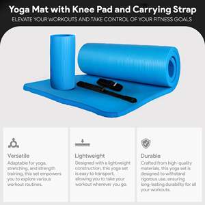 Tappetino Yoga BalanceFrom Extra Spesso in Schiuma TPE da 1 Pollice con Protezioni per Ginocchia e Blocchi, Tappetino per Esercizi in Palestra e a Casa con Cinghia di Trasporto - Product Image 2