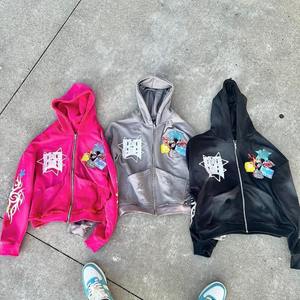 เสื้อฮู้ดแบบมีซิปของผู้ชายเสื้อแนวสตรีทแวร์ไซส์ใหญ่ซีดซีดซีดซีดจากแสงแดดออกแบบได้ตามต้องการ - Product Image 1