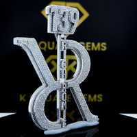 Pendentif Lettre R Unisexe Personnalisé Hip Hop en Moissanite VVS (Diamant Simulé) en Argent Sterling 925 Plaqué Or 24K, Délicat pour Soirée