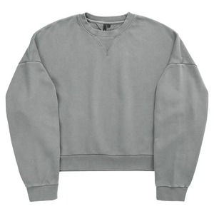 100% coton haute qualité sweats éponge français surdimensionné culture col rond solide motif haut tendance sweats pour l'hiver - Product Image 1