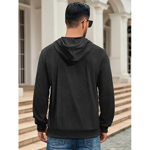 Sudadera con Capucha de Alta Calidad para Hombre, Estilo Hip Hop Urbano, Diseño Sólido, 100% Algodón Felpa, Ecológica, Talla XL Plus - Product Image 5
