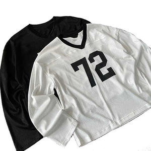 100 Polyester maille maillot de Football américain Design rétro uniforme de sport pour les équipes de Football de Rugby grande taille coupe ample imprimé - Product Image 2