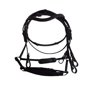 เบาะหนังแท้สำหรับแข่งม้าบังเหียนสวมศีรษะสีดำมีตัวยึดสแตนเลส - Product Image 4