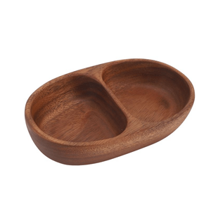 Tazón para Ensalada de Madera de Acacia Pulida con Diseño Bohemio, Tazón para Servir Ecológico con Divisor, Marca Lavihexco, Vajilla al por Mayor - Product Image 1