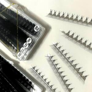 Pestañas Postizas Hechas a Mano con Pelo Sintético, Premade, de Longitud Mixta, Naturales, Largas, Curvatura CC/DD/L/M, Base Puntiaguda, Negro Mate, Empaque Personalizado - Product Image 5